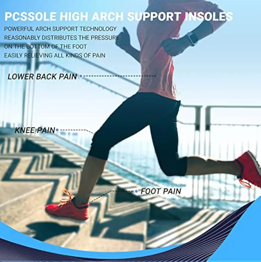 Palmilhas ortopédicas High Arch Support PCSsole para homens e mulheres, gel de conforto, inserção de inicialização para pés, dor no calcanhar, esporão