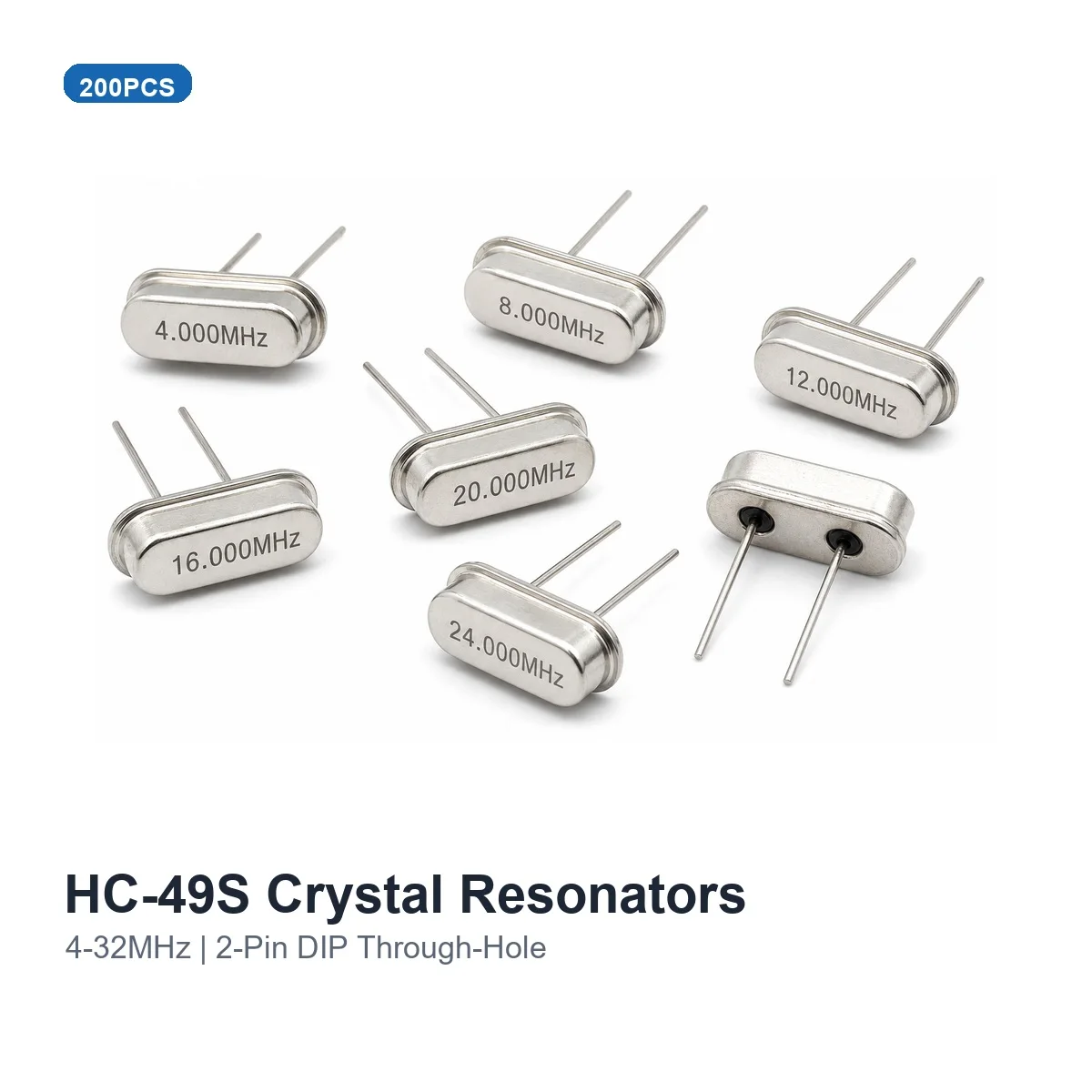 200PCS HC-49S 4-32MHz Passive Crystal Resonator 2-Pin DIP Through-Hole Quartz Clock Component for MCU Circuit