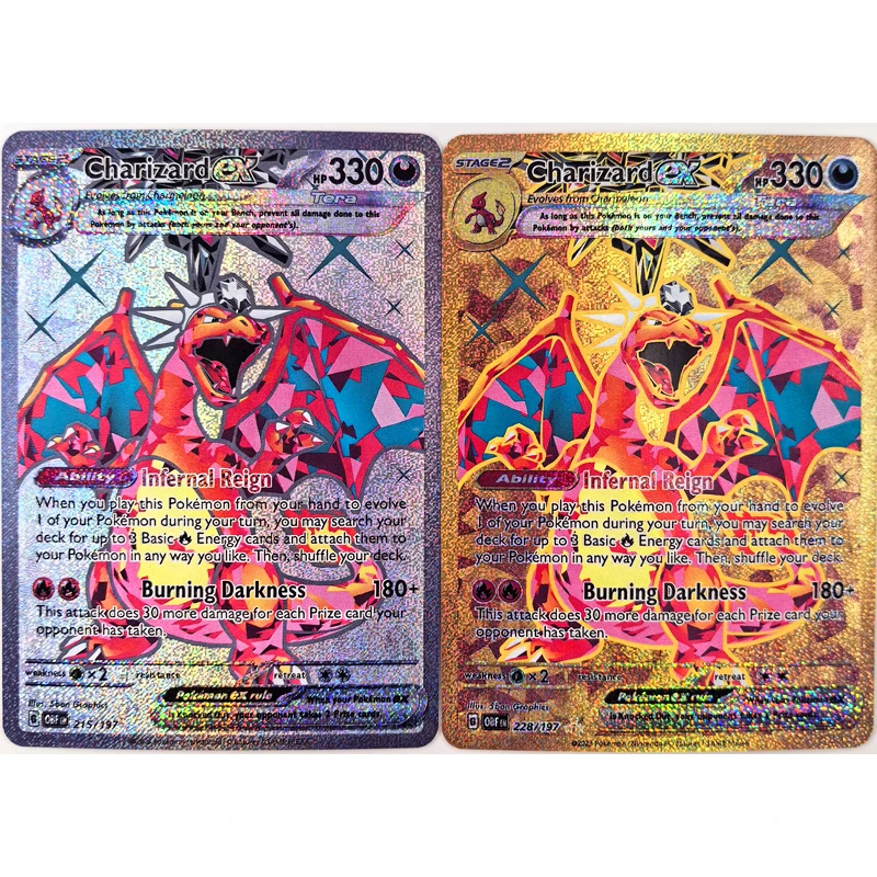 2 pz/set Pokemon fai da te Charizard Self-Control Ptcg raccogliere firma Trading Flash Card Anime Cartoon Gift Color Flash