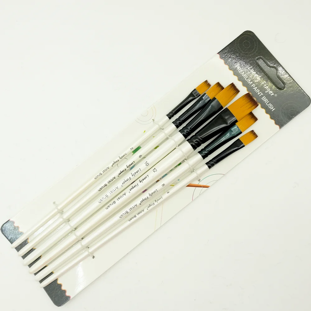 6PCS Flat Paint Brushes ,Watercolor Brush Synthetic Nylon Craft Artist Brushs for Adult Artist Oil Canvas