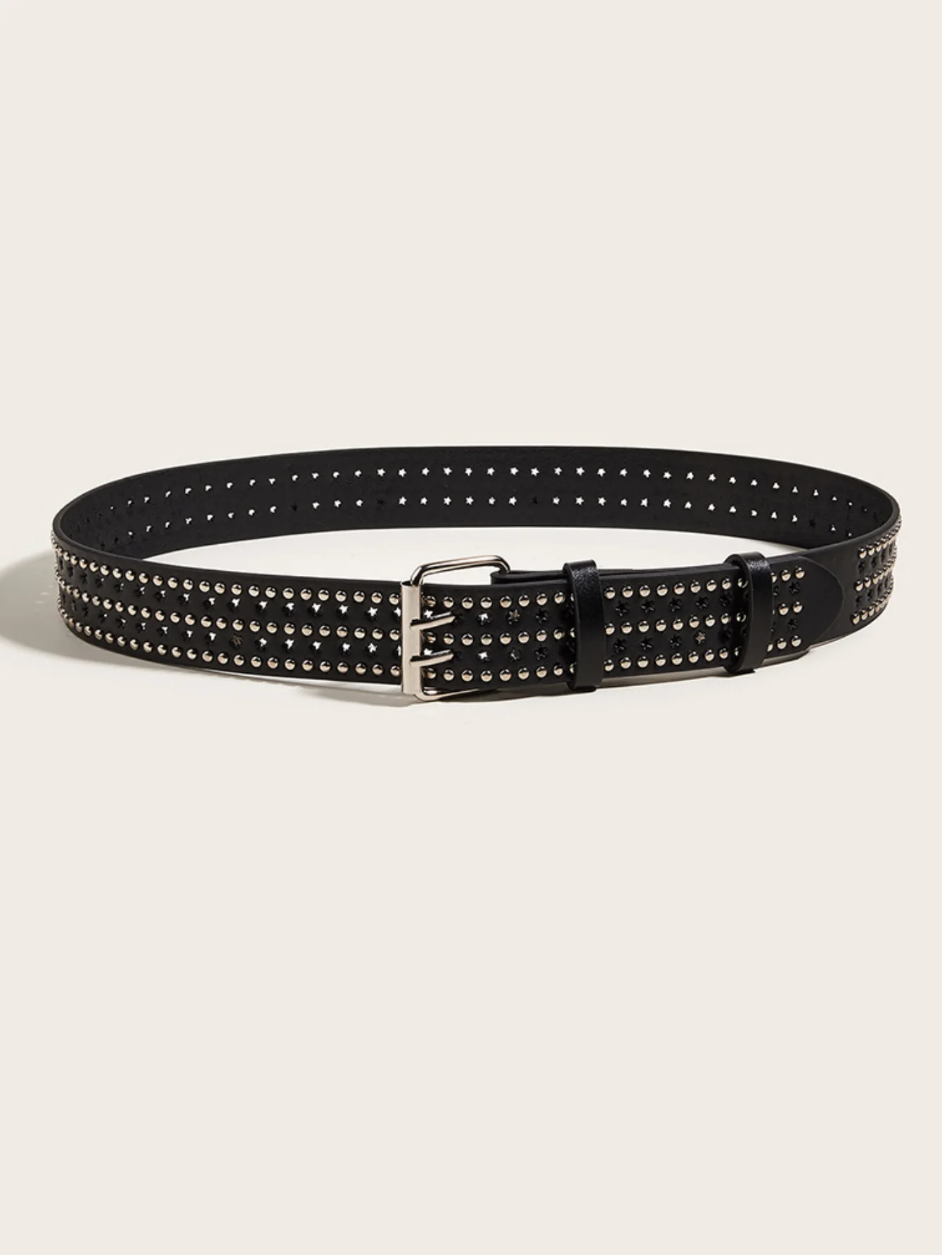 1pc men\'s black punk street y2k rock dark style skull flower rivet belt jeans versatile decorative belt