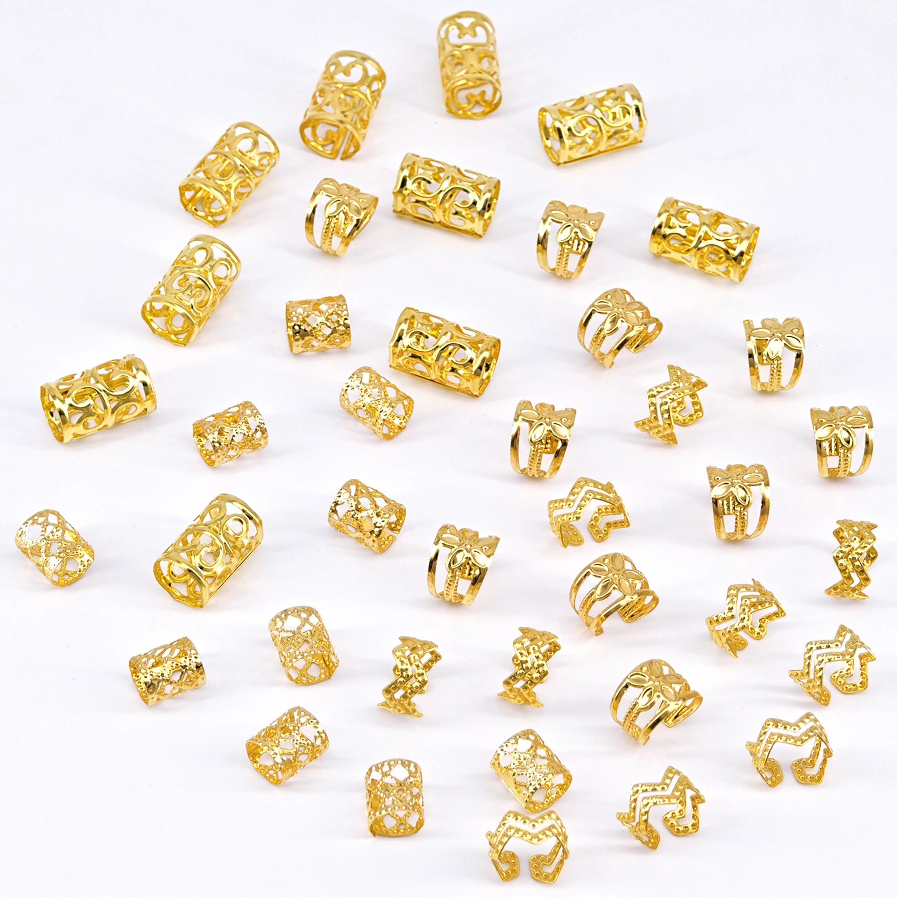 40 ピース/セットヴィンテージ中空ヘアリング合金ヘアカフヘ - Vintage Fashion Rings のレビューと価格