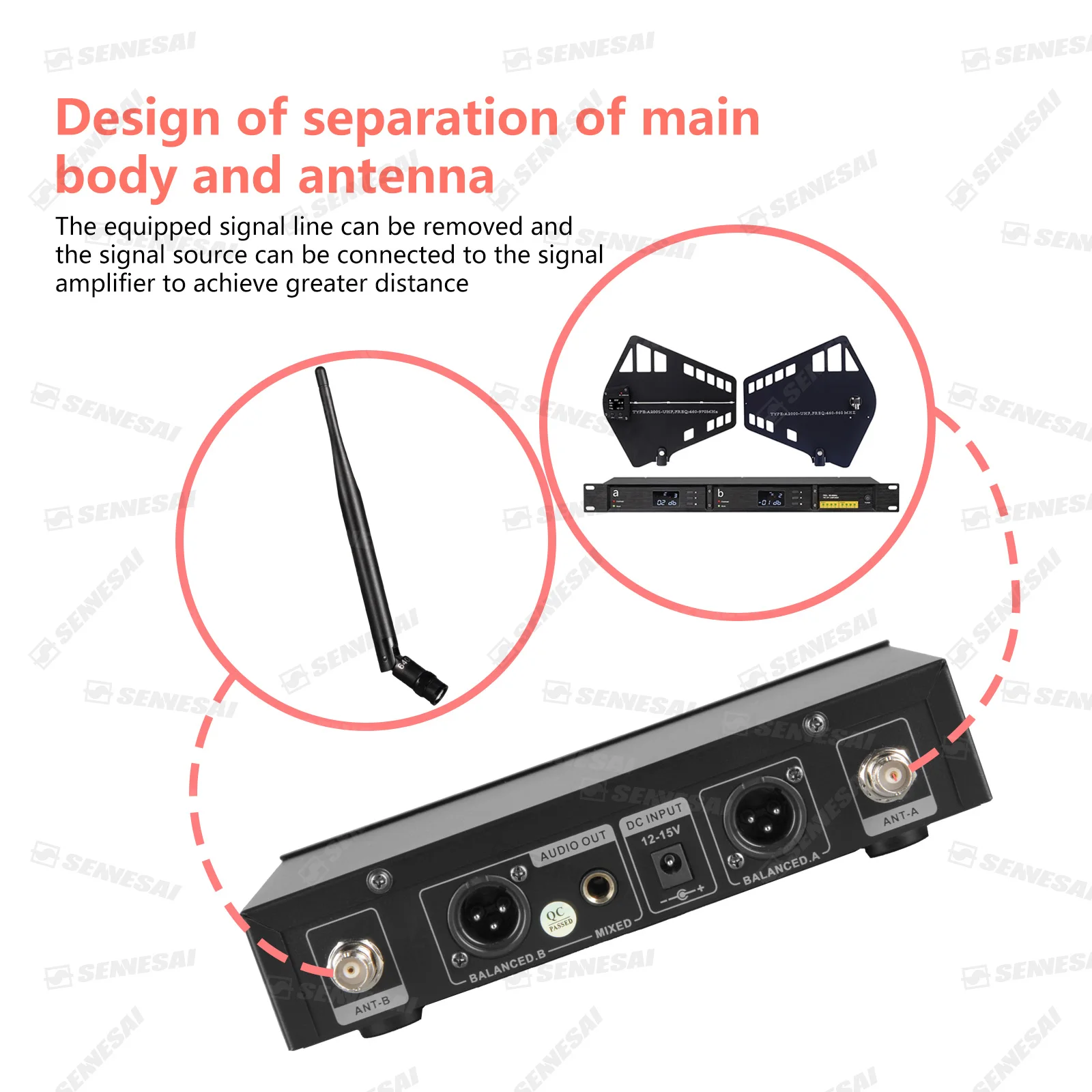 SENNESAI Em100g3 전문 듀얼 무선 마이크 무대 공연 2 채널 600-699MHz UHF 가라오케 금속 핸드헬드