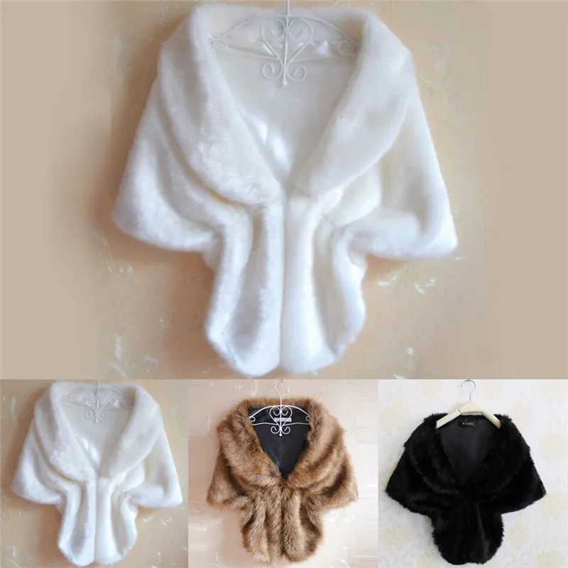 

Hot New Women Plush Faux Fur Bridal Wedding Jacket Wrap Shrug Shawl Cape Jaqueta Feminina Inverno Coats