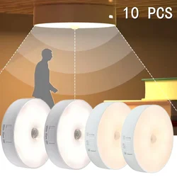 Luces LED nocturnas con Sensor de movimiento, lámpara de pared para debajo del armario, dormitorio, decoración del hogar, lámpara de inducción corporal, 8 LED