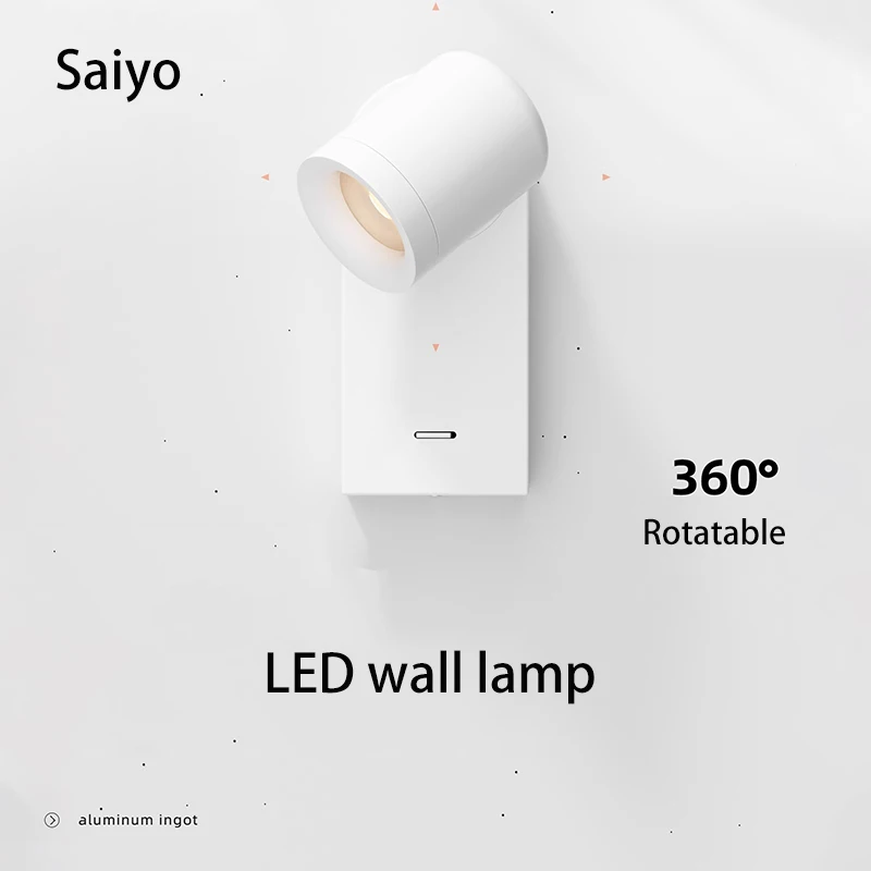 Led Wall Lamp Bedroom Beside Spotlight Adjustable Angle Full Spectrum Eye Protection Spot Light White Black Home Decor Lights