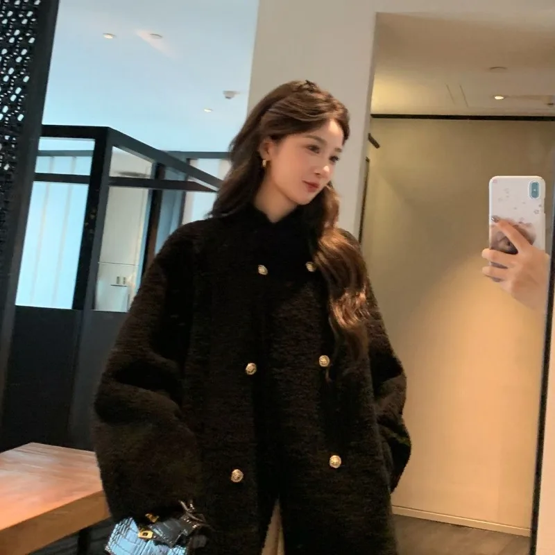 Fashionable Sheep Shearing Integrated Imitation fur Long fur Coat for Women's 2025 Autumn and Winter New Loose Lamb fur Coat WLF