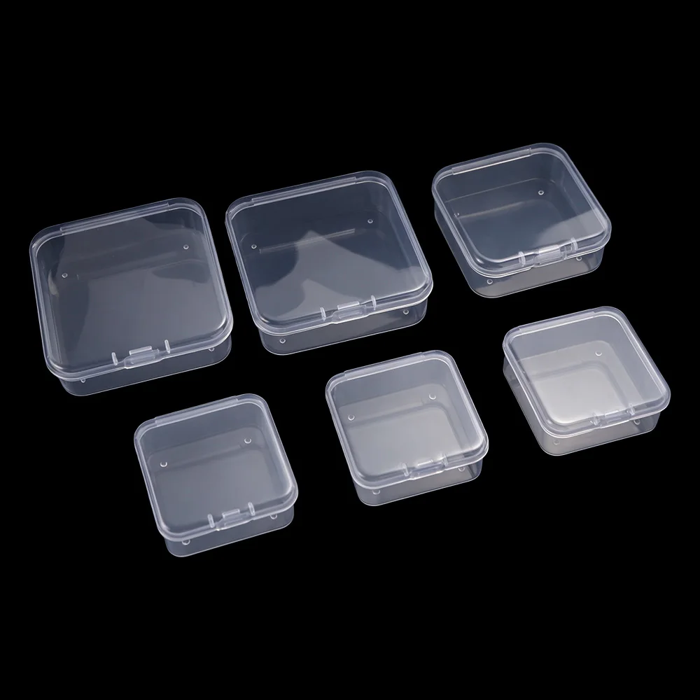 Mini Transparent Organizer Box Transparent Dustproof Mini Square Storage Box PP Plastic Container Dustproof Storage Boxes