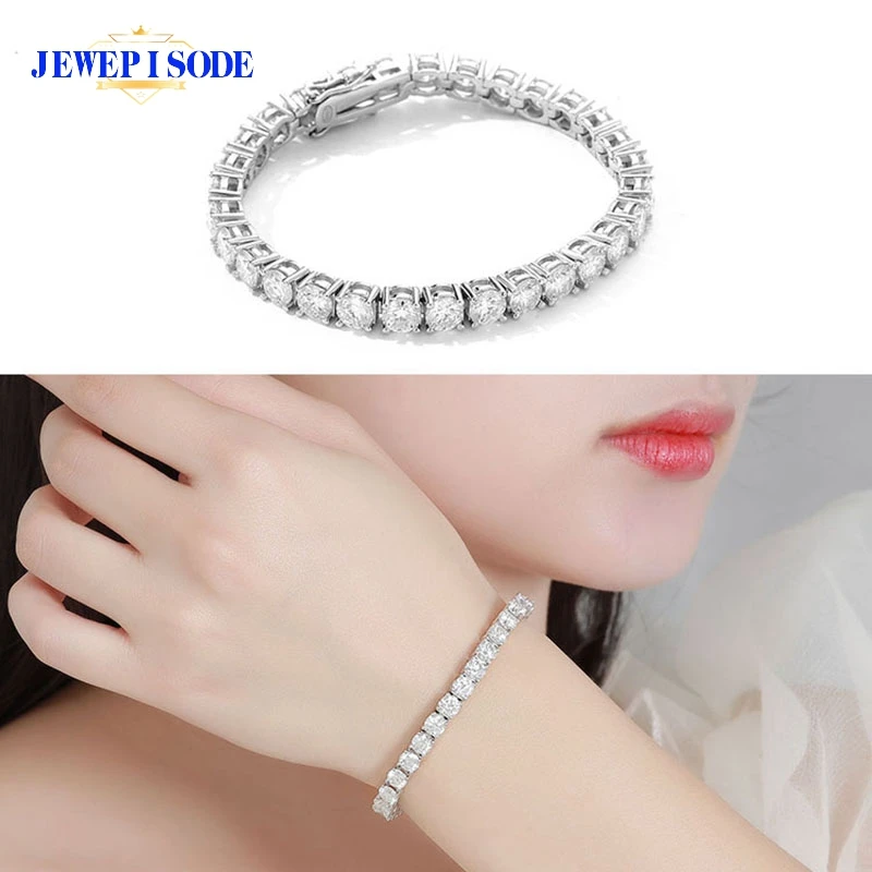 

Hip Hop S925 Sterling Silver Sparkling High Carbon Diamond Charm Chain Tennis Bracelets for Women Men Fine Jewelry Trendy Gift