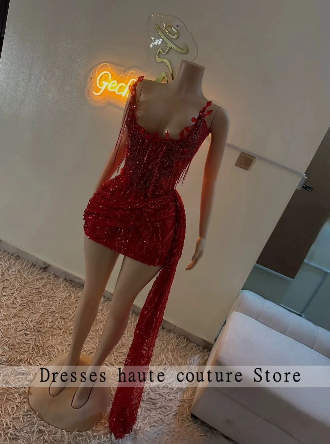 Multicolor Crystal Beading Homecoming Prom Dress Mermaid Mini Cocktail Gown Birthday Dress Luxury 2025 Blackgirl Customized image 2