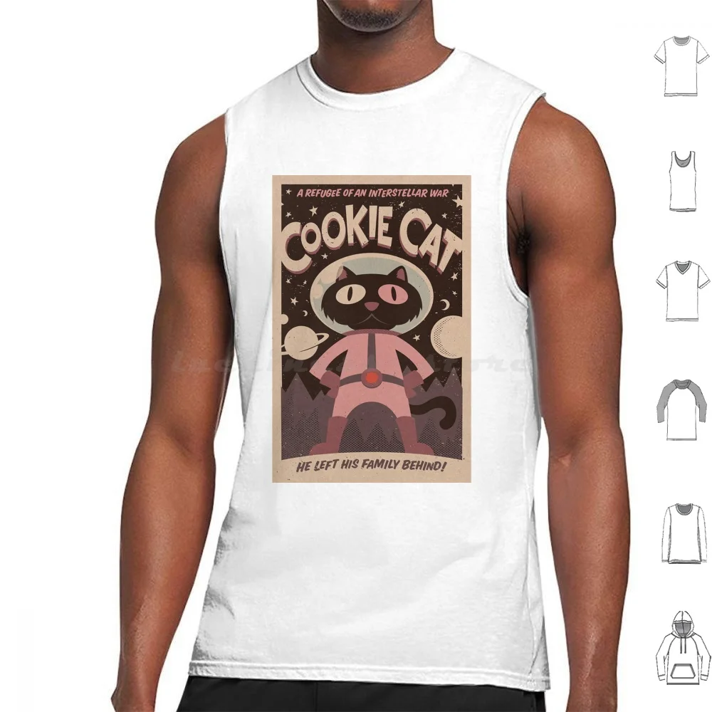 Cookie Cat Poster Tank Tops Vest Sleeveless Planet Galaxy Interstellar Classic Astronaut Funny Family Black Gedhank