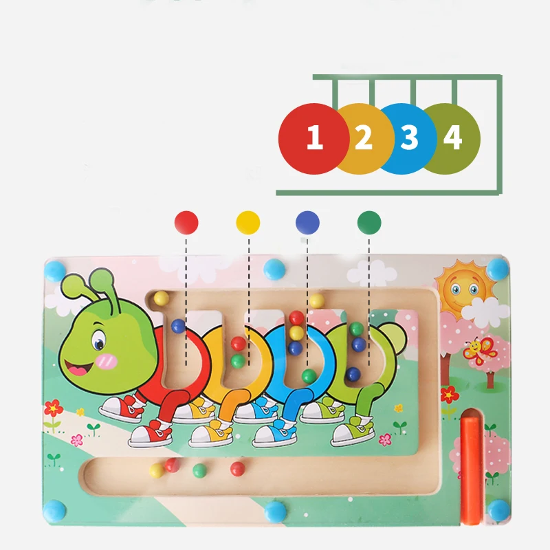 Kids Toys Magnetic Maze Puzzle Game Montessori Toys for Children Animal Wooden Puzzle Board Games Educational Toys for Boys Girl