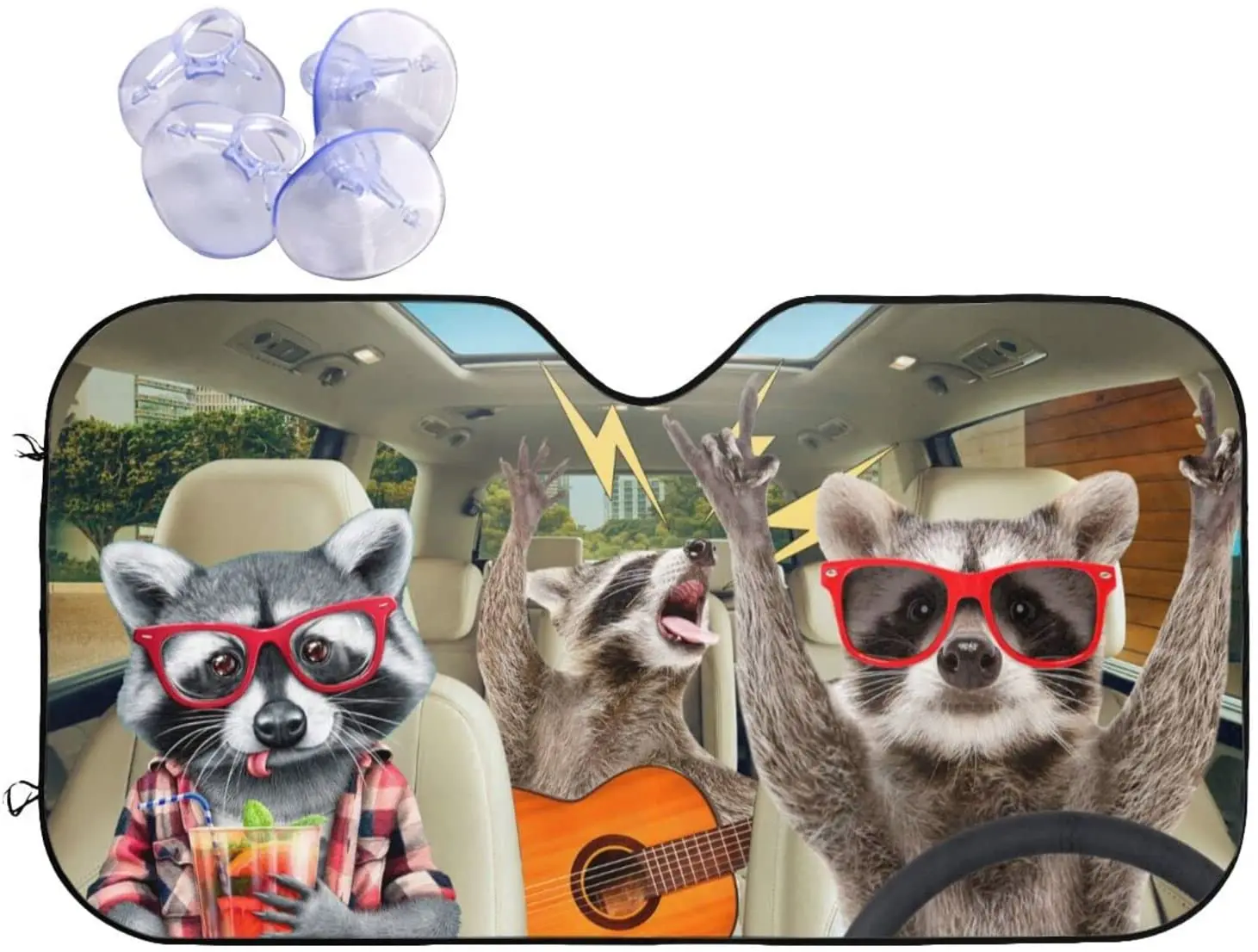 

Funny Animal Raccoon Car Windshield Sunshade Foldable Auto Front Window Sun Shade Sunshield SUV Trucks Vehicle Block UV Rays Sun