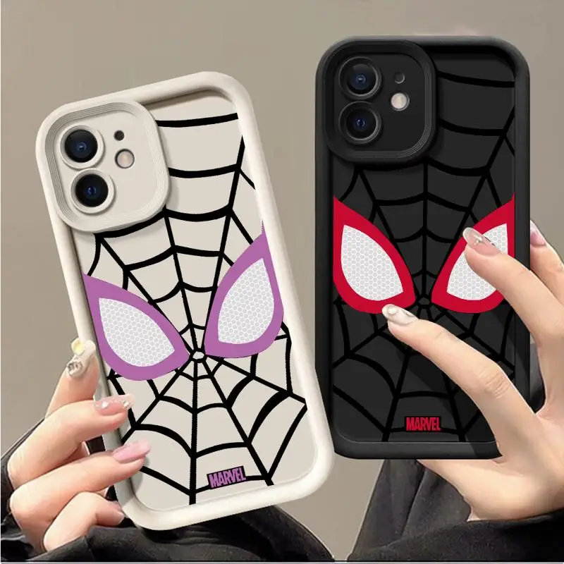 Phone Case for Apple iPhone 15 14 13 12 11 Pro Max 13 12 Mini XS XR X plus funda Shell Marvel Spiderman Eye Face Silicone Cover