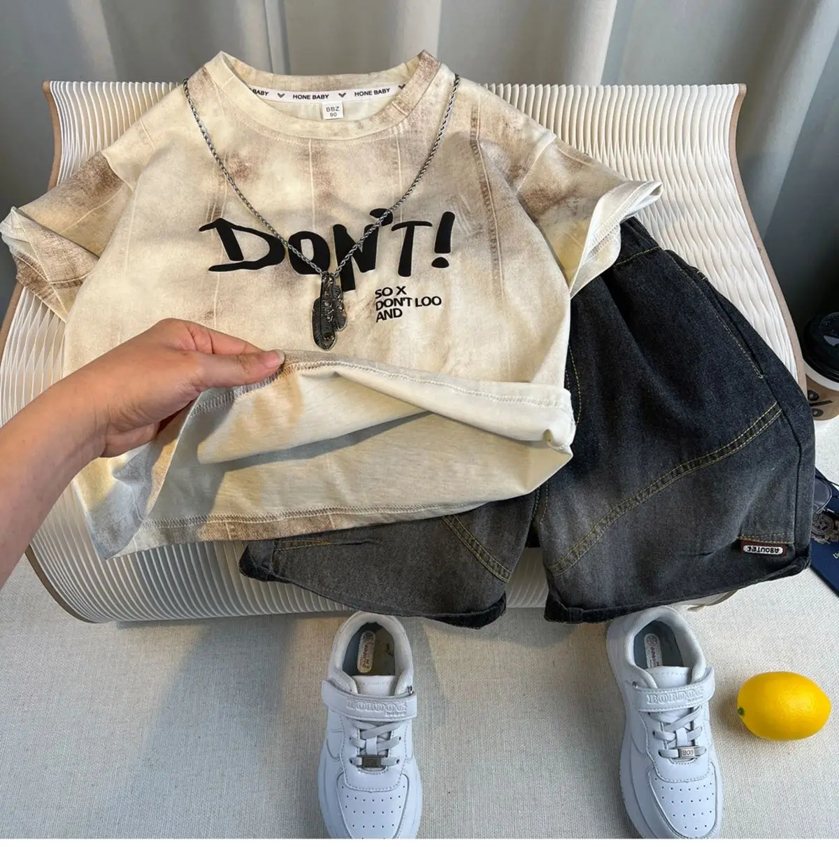Summer Clothing Boutique Letter Outfits Boys Short Sleeve T-Shirt Jeans Short 2pcs Set Kids Clothes Boys 2-11 Years Old