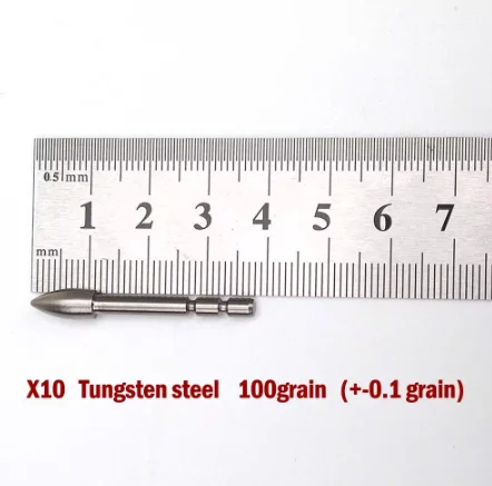 Punta de flecha de acero de tungsteno para tiro con arco, punta de bala de caza para X-10, eje de 100mm, 120, 140, 3,2 granos