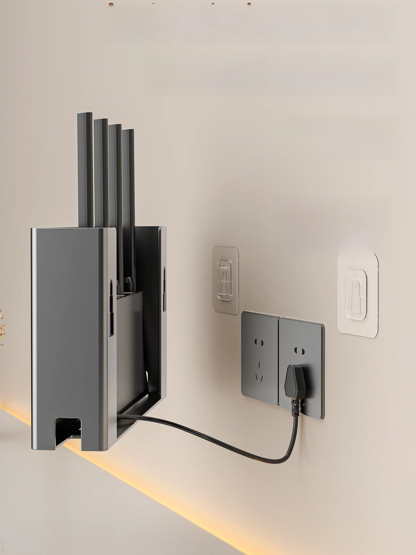 Wall-Mounted Router Storage Box Cover TV Box Braet Metal No-Drilling Design Cable Organizer Living Room Organization