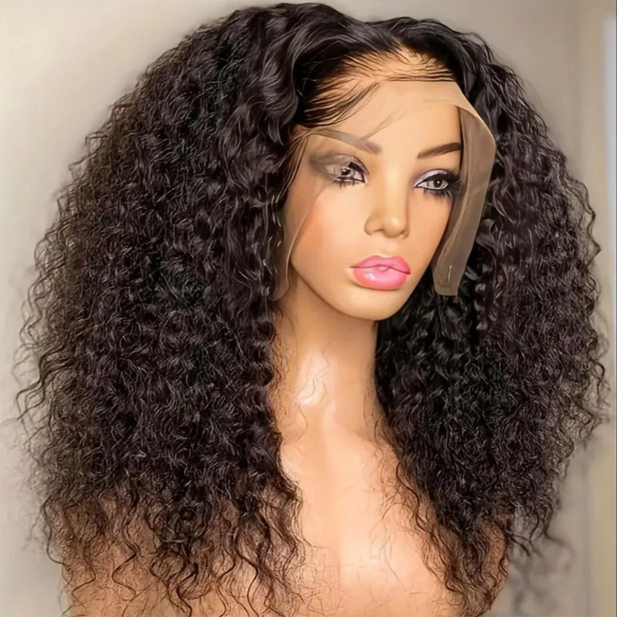 

13x4 HD Kinky Curly Lace Frontal Human Hair Wigs Pre Plucked Brazilian Water Wave 4x4 HD Lace Frontal Closure 200 Density Wigs
