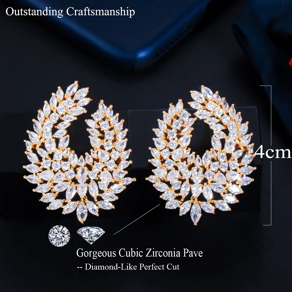 ThreeGraces Brilliant White Cubic Zirconia Silver Color Large Bridal Wedding Statement Earrings for Women Fashion Jewelry E1093