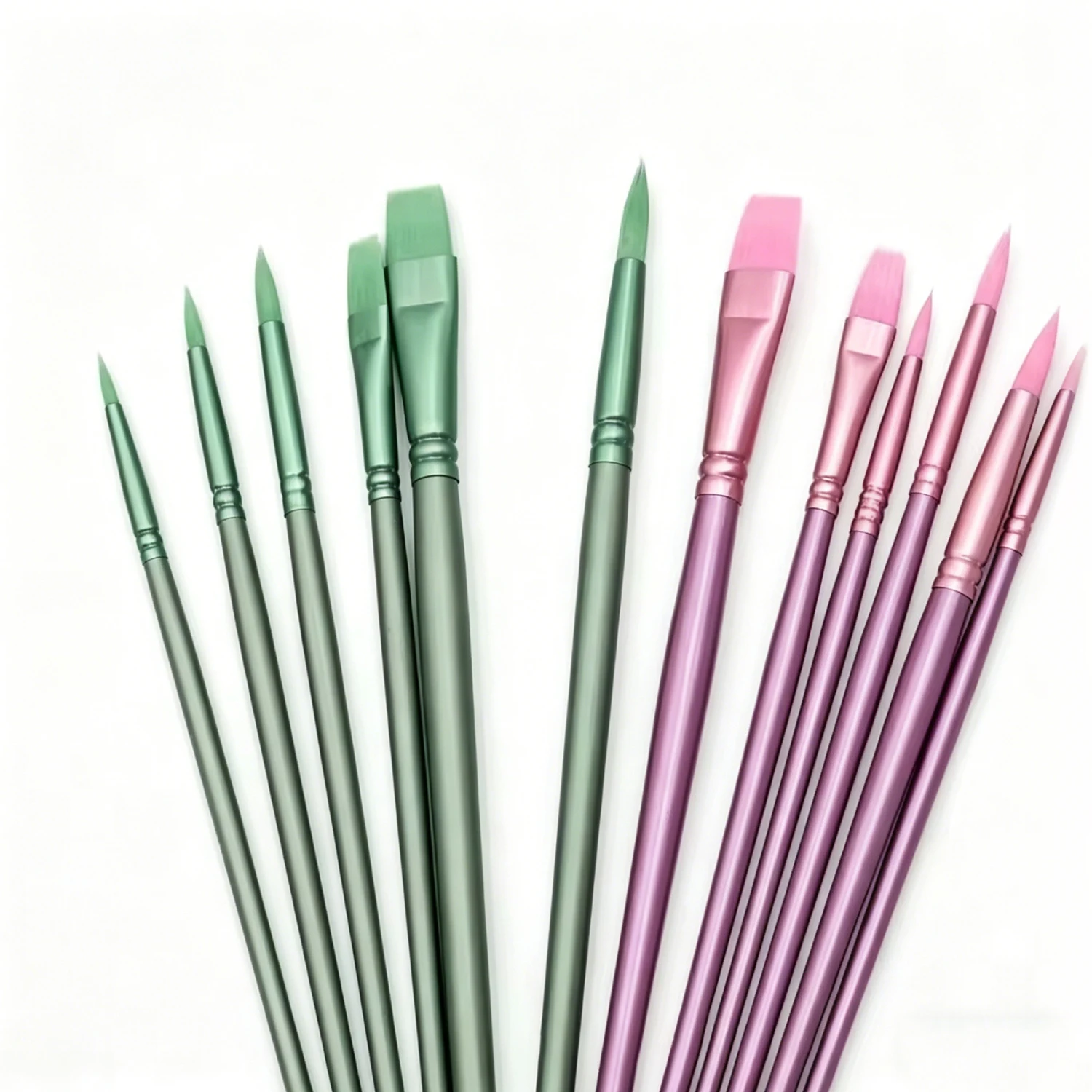 4/6Pcs Beginner Watercolor Brushes Pointed & Flat Round Head Soft Nylon Hair Student Hand Drawn Art Painting Tool Set