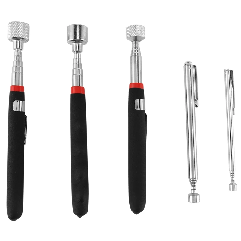 

5 PCS Magnetic Telescopic Pick-Up Tool,Magnetic Sticker Gadget, Durable Telescopic Magnetic Collector With Pocket Clip