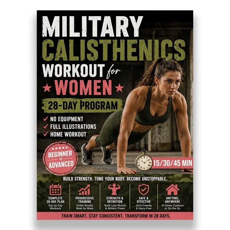 English Book Calisthenics Workout for Women - 28-Day No-Equipment Home Exercise Program NoteBook