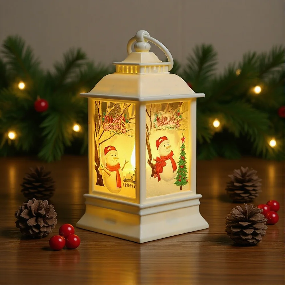 Christmas Desktop Ornaments Mini Led Night Lamp Portable Handle Electric Santa Claus Merry Christmas Lantern New Year Gift
