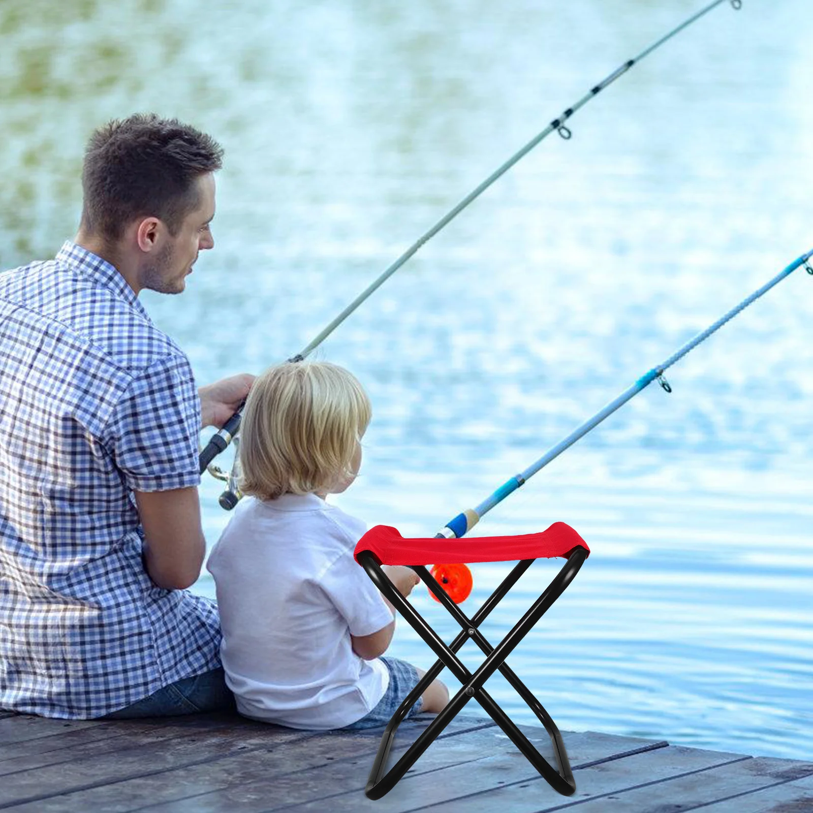 كرسي محمول قابل للطي خفيف الوزن للاستعمال الخارجي للتخييم على الشاطئ والصيد والنزهات والشواء مقعد صغير قابل للطي بإطار فولاذي عالي التحمل