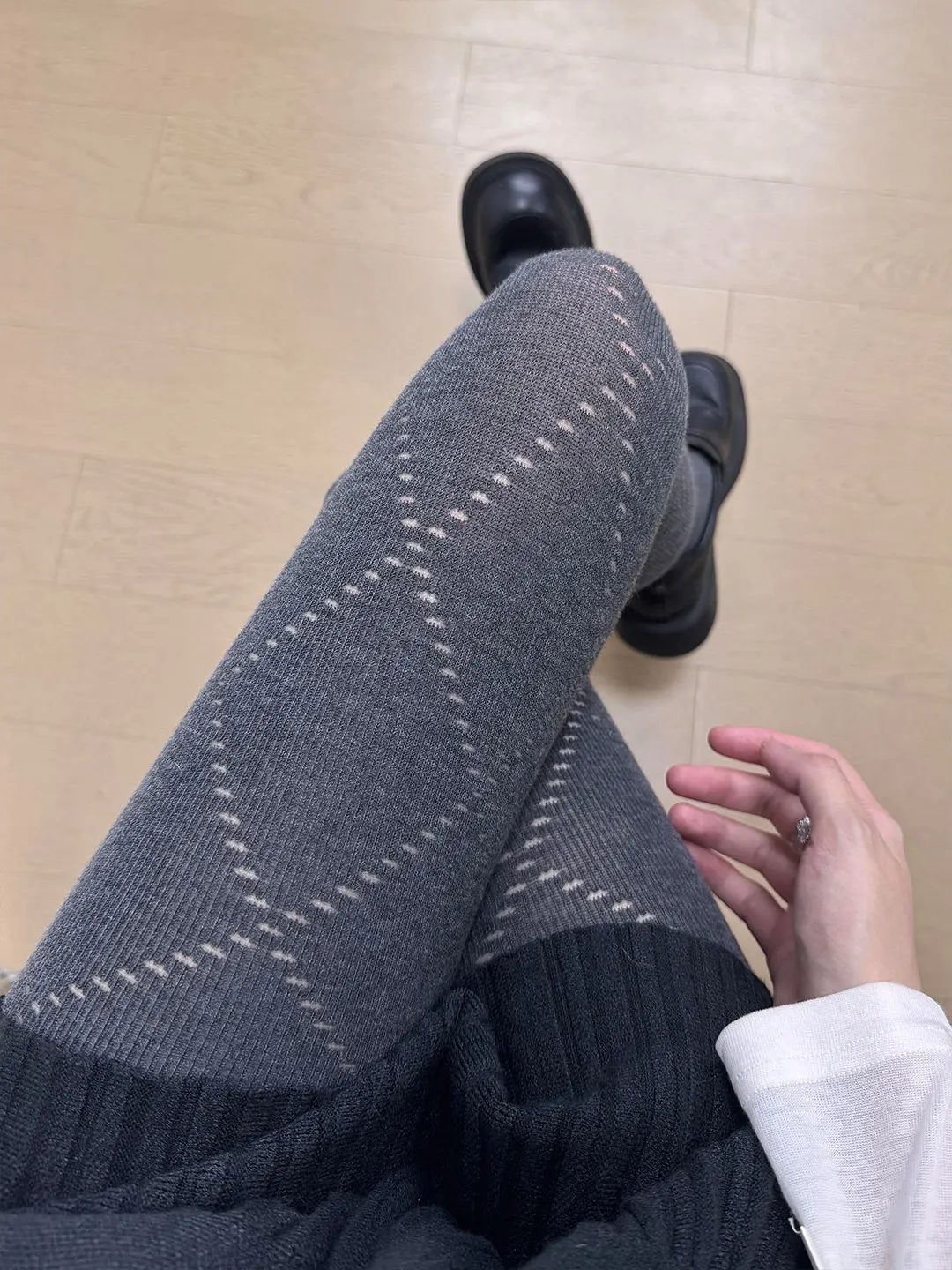 Fall Winter Thin Mesh Sensation Women's Leggings Pantyhose Knitted Socks Anti-Catch Thread Plaid Long Boot Socks Elastic Waist