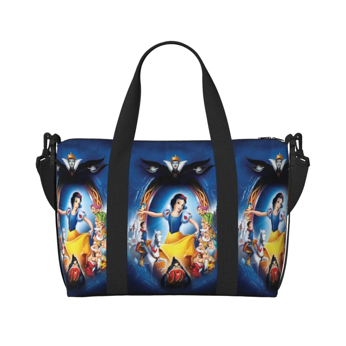 

Custom Snow White And The Seven Dwarfs Groceries Tote Shopping Bag Women Large Capacity Animation Beach Gym Travel Bags