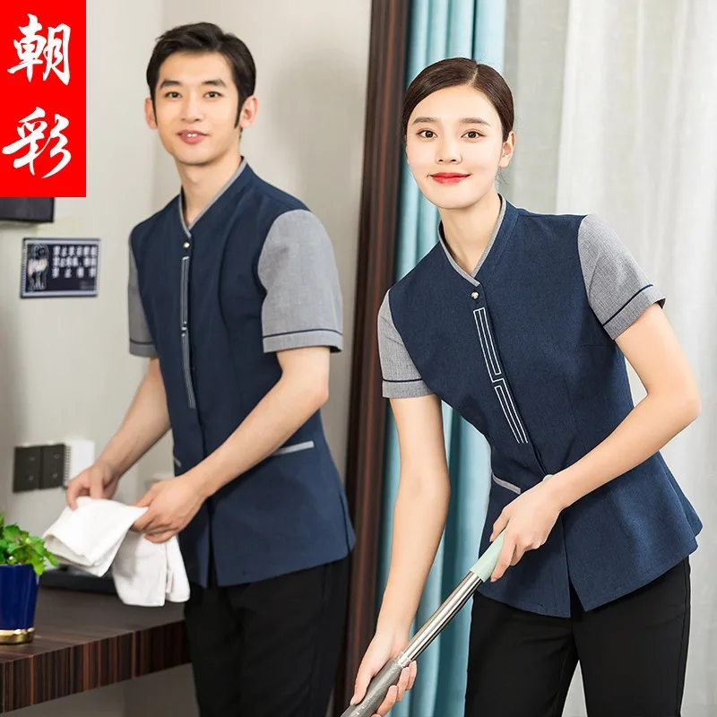 Cleaning Service Uniform Short-Sleeved Summer Clothes Hotel Floor Hotel Rooms Waiter WorkwearpaProperty Cleaning Aunt Tooling