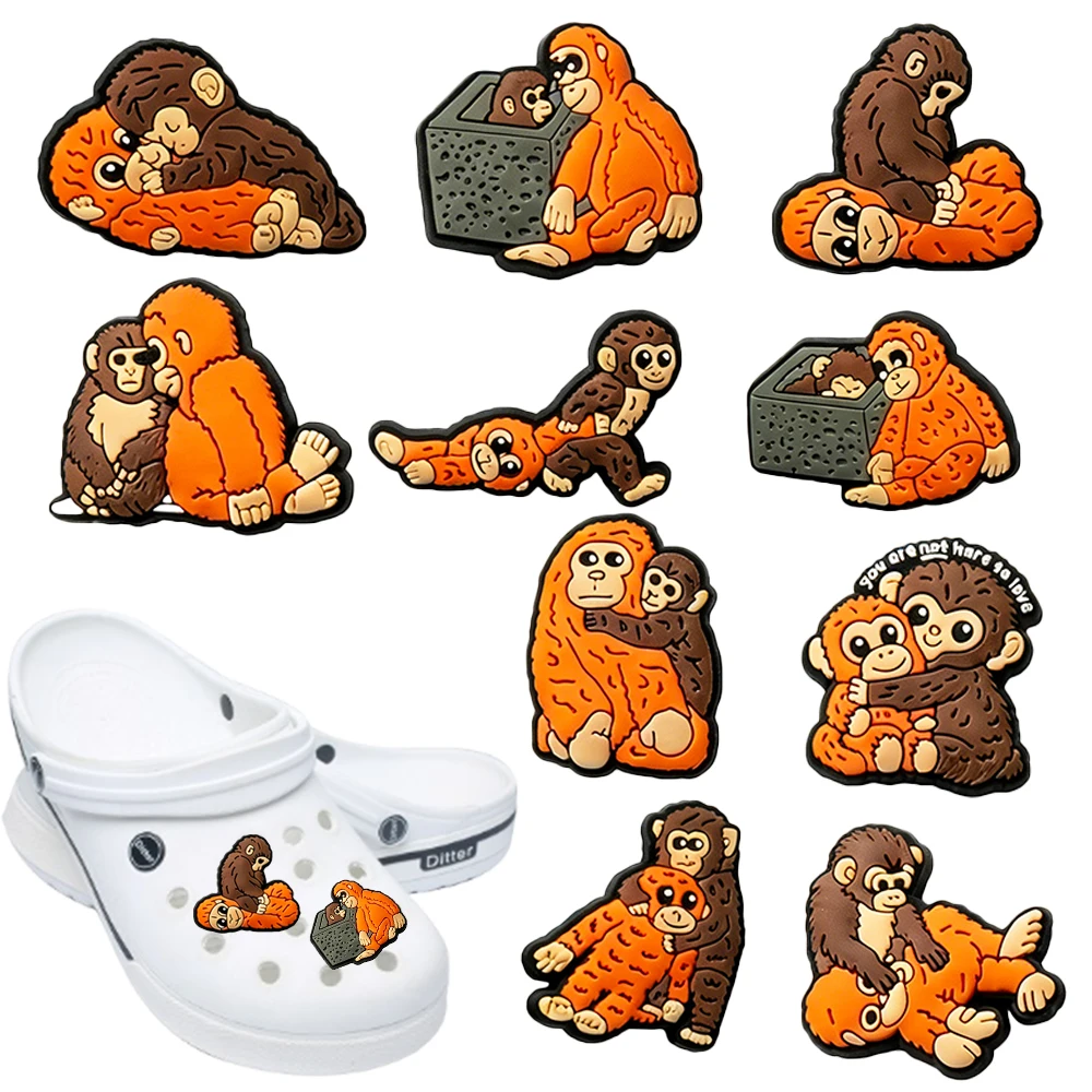 6-10 Stück Cartoon Punch Monkey Schuh-Charms Mix Großhandel PVC Deko-Schnallen für Clogs, abnehmbar, DIY, wasserdicht, für Weihnachtsgeschenke
