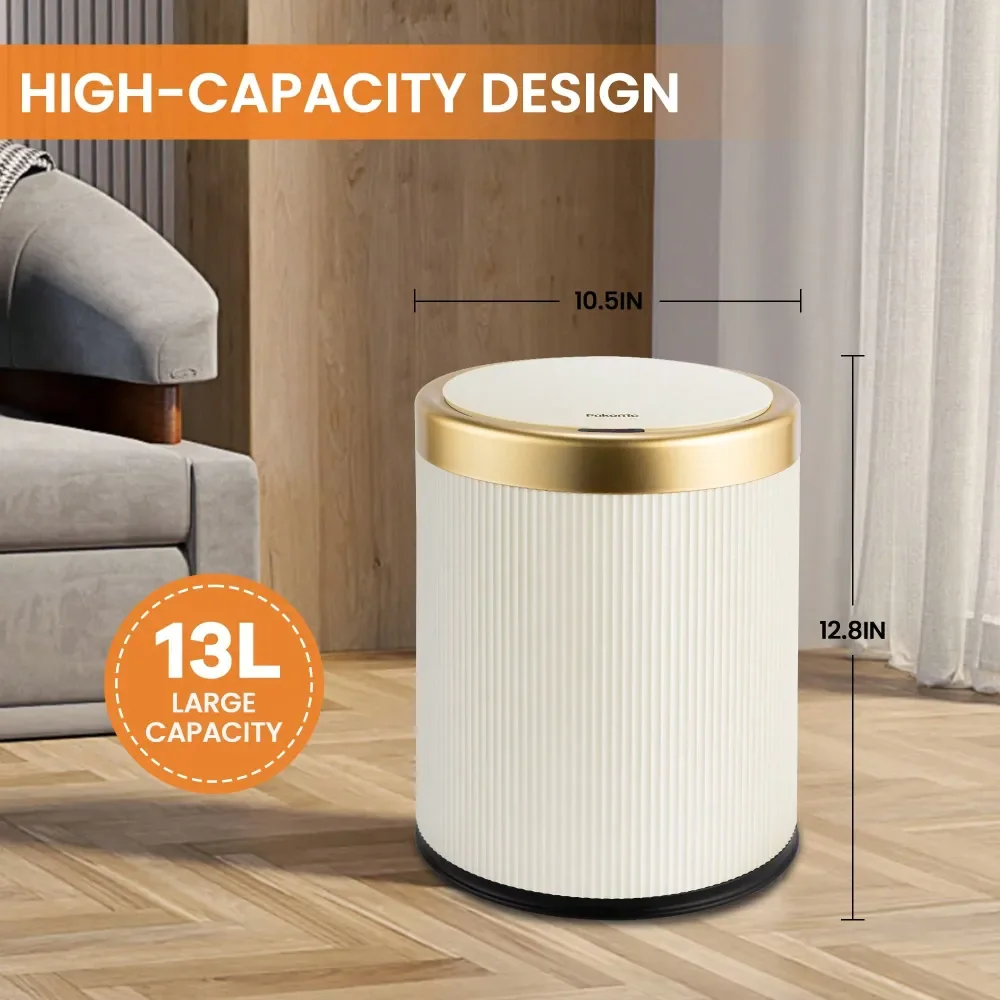 

Automatic Motion Sensor Trash Can HandsFree Touchless Kitchen Bathroom Garbage Bin, 13L Capacity, Odor Control, BatteryPowered F