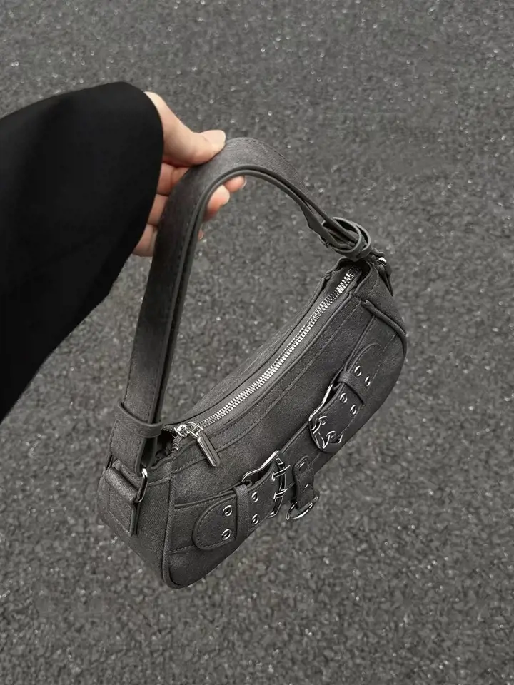 JIAERDI Sweet Cool Denim Grey Shoulder Bag Women Y2k Grunge Hot