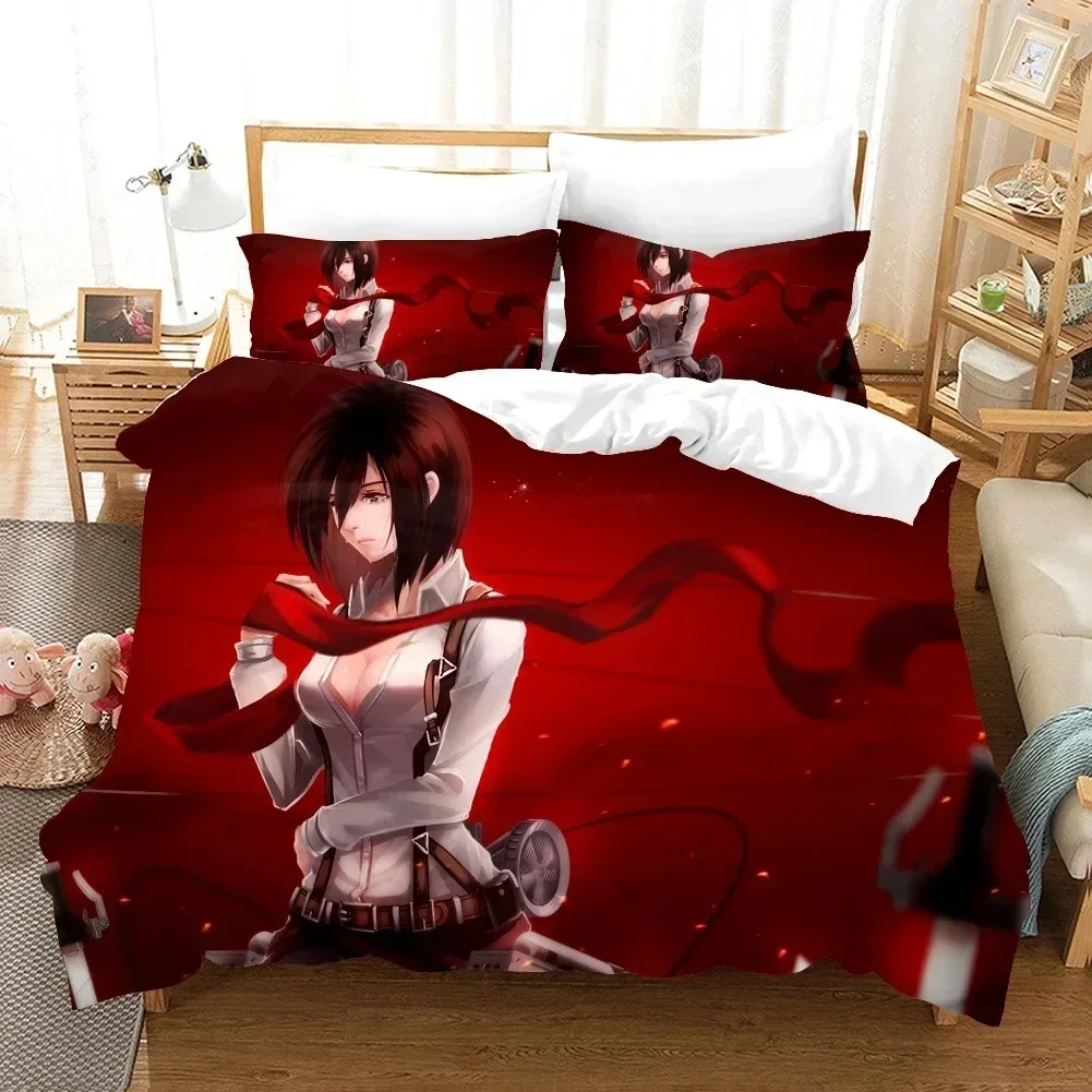 

3D Anime Attack On Titan AOT Printed Bed Set Duvet Cover Pillowcase Bedding Set Bed Linen Sheet Quilt Cover Full Queen King Size