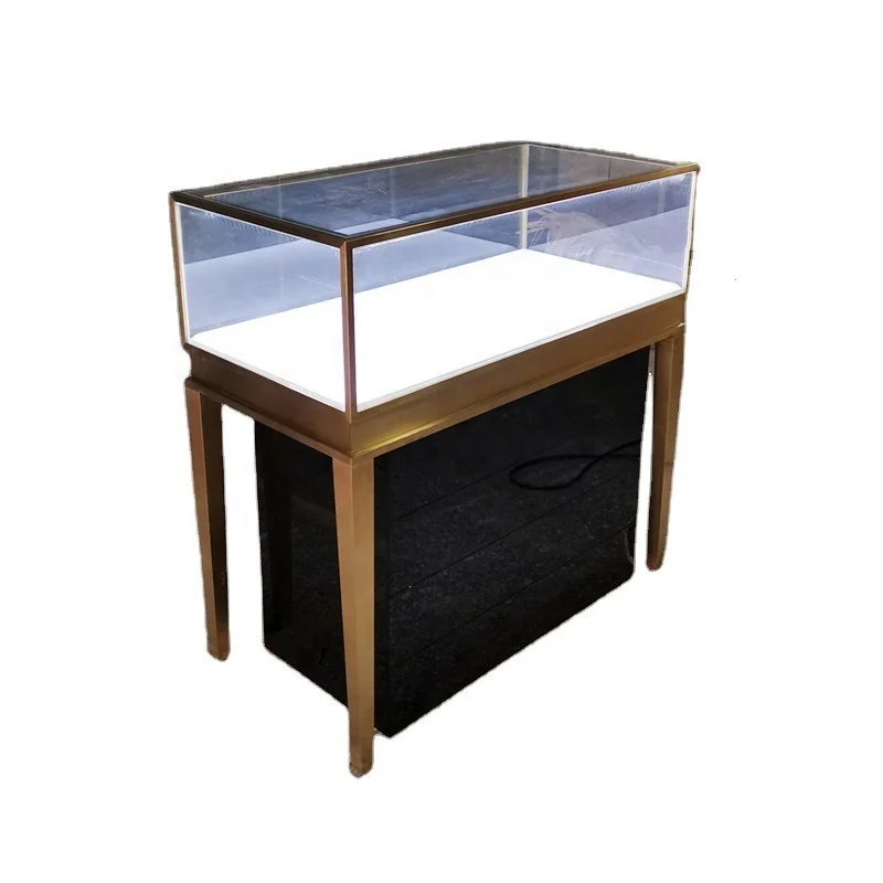 

Factory Price Gold Jewelry Display Cabinet Stainless Steel Showcase Table