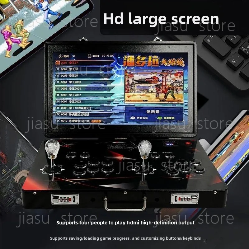 2026 Pandora Box 21'' Flip Dual Joystick Arcade Game Console Retro King of Fighters Home Portable