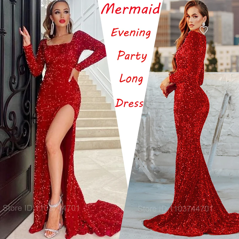 

Sexy Deep V Neck Sequin Slim Red Bodycon Dress Night Club Prom Wedding Party Dresses Women Evening Elegant Long Maxi Dress