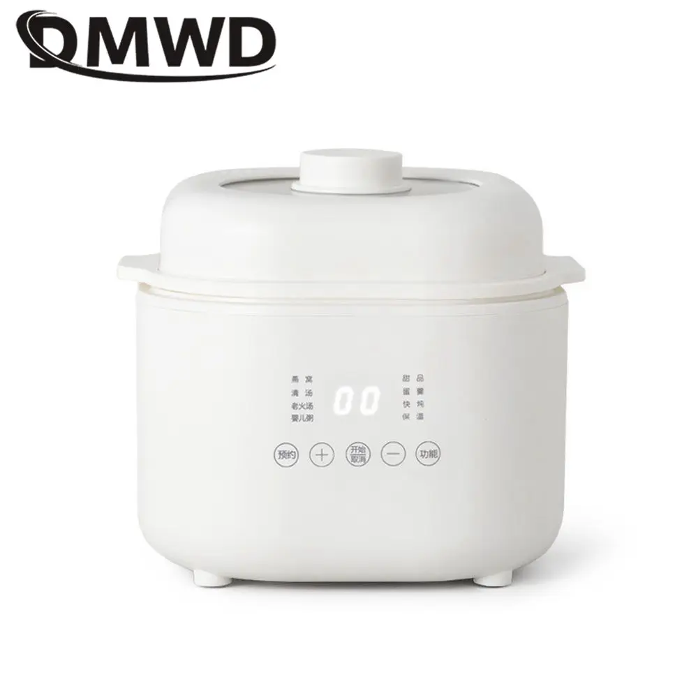 

DMWD Electric Slow Cooker 1L Stew Pot 7 Menus Cooking Machine Porridge Casserole Soup Maker 24H Appointment Ceramic Liner 220V