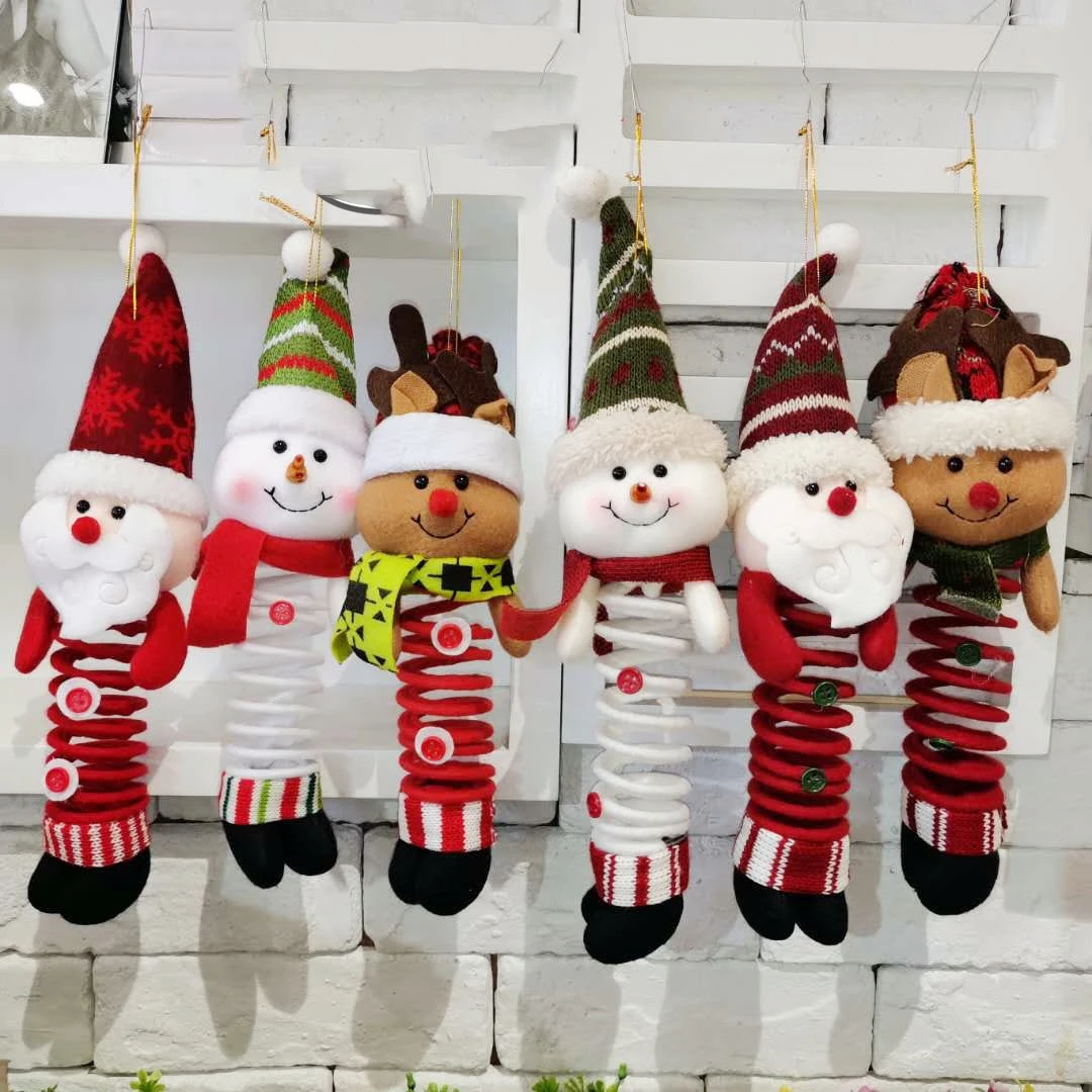 

Christmas Products Santa Claus Snowman Elk Pendant Door Hanging Decorative Supplies Swinging Spring Foot Doll Gift Baby Toys