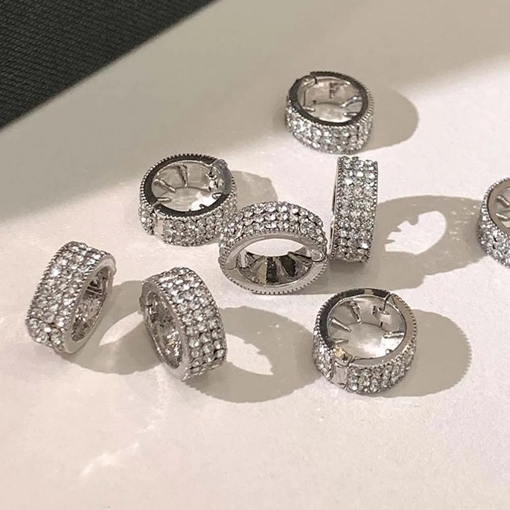 2/4/6 قطعة/المجموعة Y2K الشعر جديلة أنابيب الجوف خارج مقاطع معدنية الشعر الدائري ل الضفائر أغطية الرأس حجر الراين المجدل الخرز للضفائر