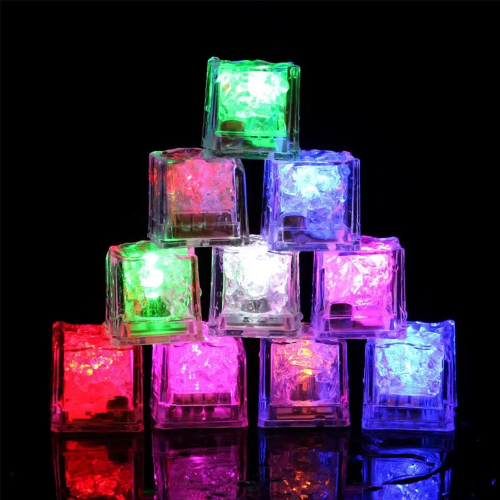 12PCS Waterproof LED Light Up Ice Cubes for Drinks Flashing Glow in The Dark for Bar Club Drinking Party Wine Wedding Decoration