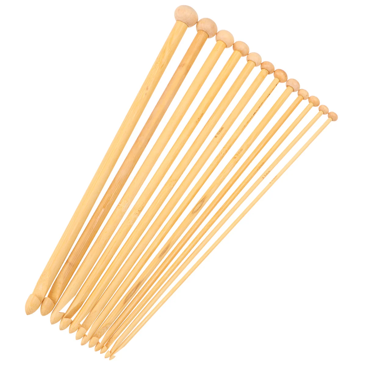

12Pcs Knitting Needle Set Bamboo Hand Knitting Crochet Rod Smooth Lightweight Bead Head for Sweaters Scarves Handcraft