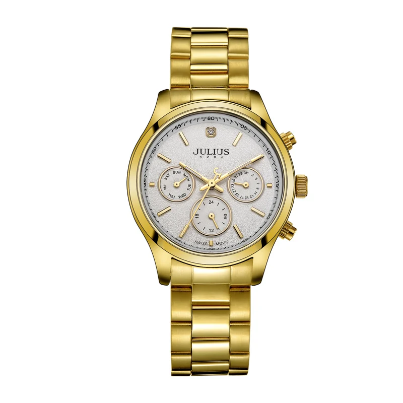 Sale Real Multi-function Women's Watch ISA Quartz Fashion Crystal Fine Hours Sport Stainless Steel Girl Birthday Gift Julius Box
