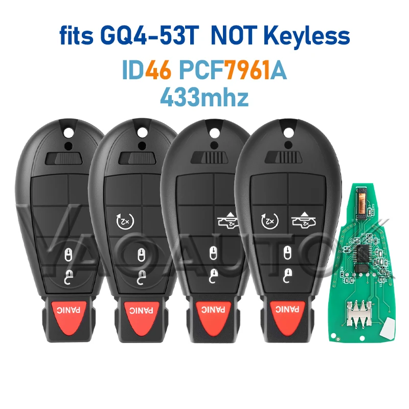 GQ4-53T Remote Key ID46 PCF7961A for Town Country for RAM 1500 2500 3500 4500 2014 2015 2016 2017 2018 NOT Keyless Fobik NO LOGO