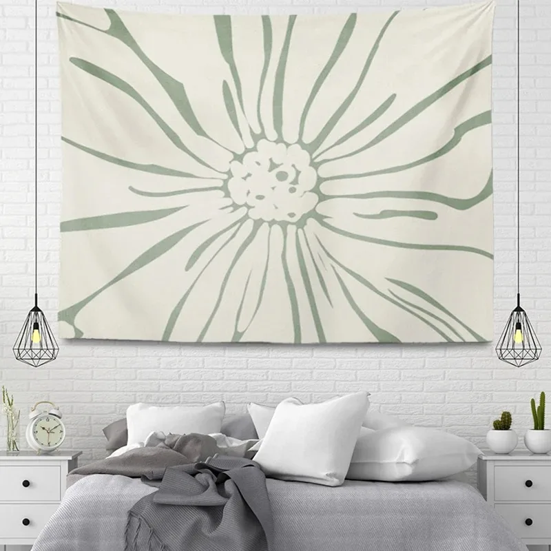 Nordic plant pattern tapestry aesthetic home room decoration bohemian hanging large cloth autumn simple bedroom carpet