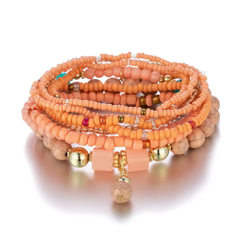 Bohemia kolorowe koraliki ryżowe zestaw bransoletek dla kobiet lato ręcznie wyszywane koralikami łańcuszek Bangle mężczyźni Boho biżuteria etniczna prezent — zdjęcie 4