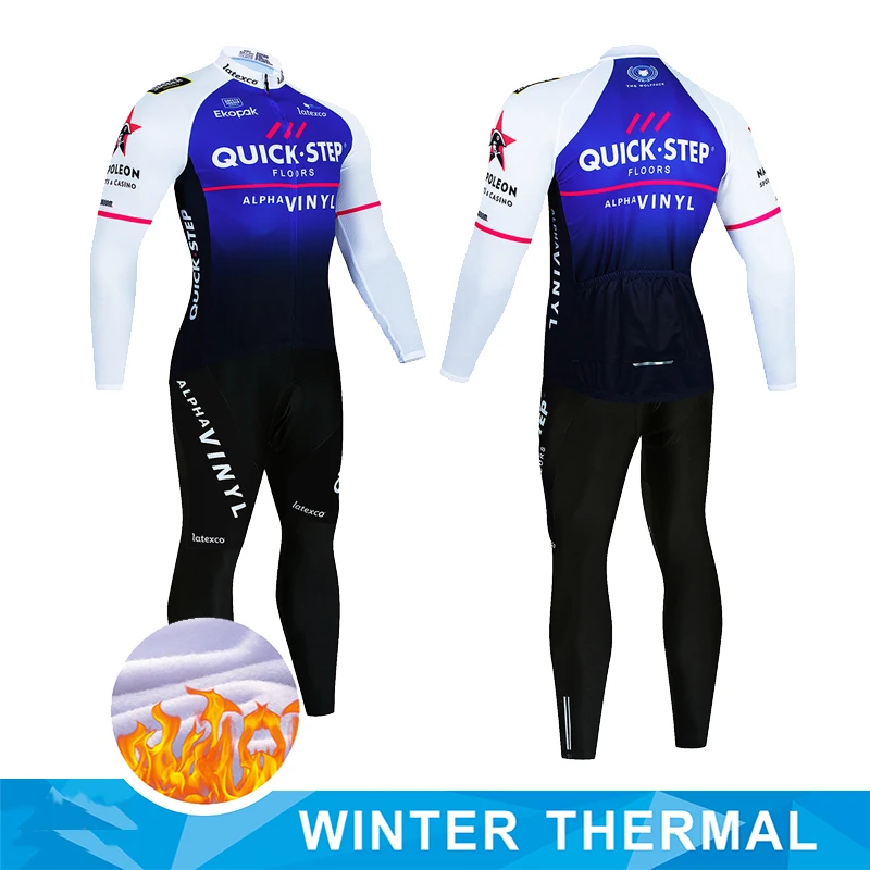 QUICK STEP Winter Thermal Fleece Cycling Jersey Set Maillot Ropa Ciclismo Keep Warm MTB Bike Wear Bicycle Clothing Cycling Set