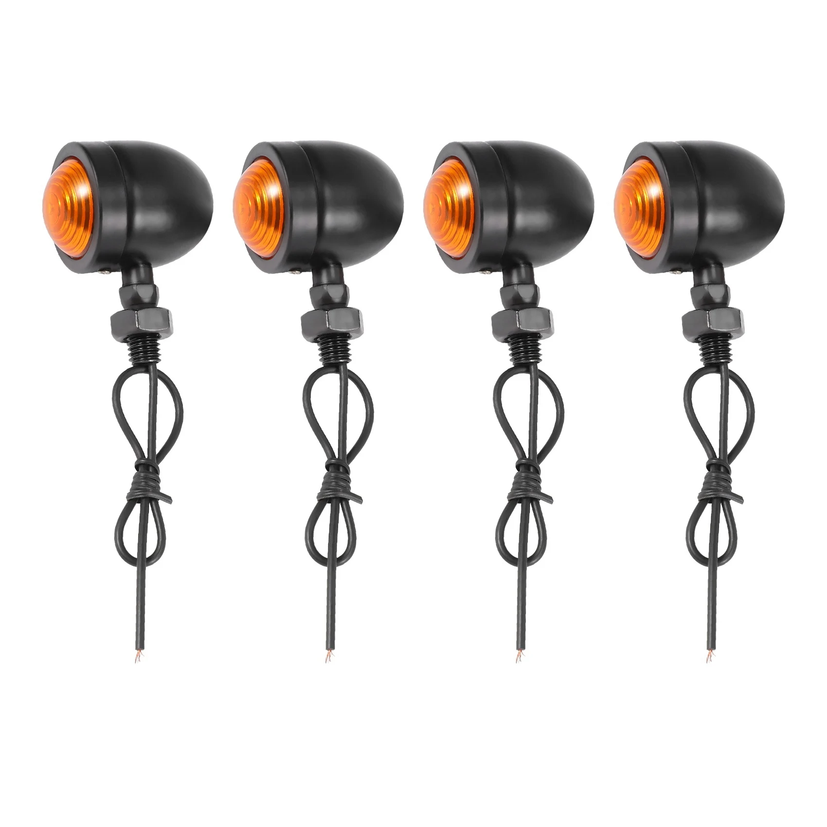A54K-4Pcs Black Motorcycle Turn Signal Indicator Lamp Light Moto Blinker Light For Honda Fatboy Chopper Bobber