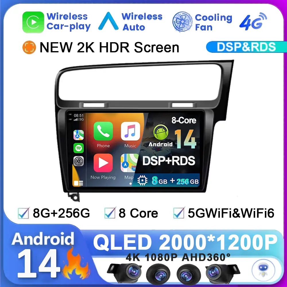 

Android 14 For Volkswagen VW Golf 7 MK7 GTI 2012-2021 RHD Car Radio Wireless Carplay System Navigation Auto Stereo Video Player